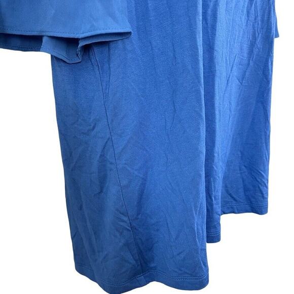 Talbots Petite Womens Blue Pleated Statement Sleeves Stretch Knit Top Shirt sz L - Picture 2 of 16